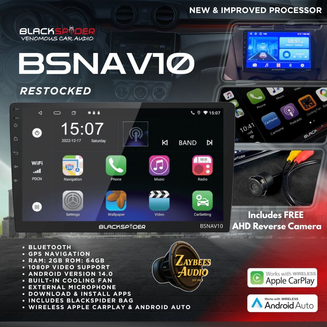 BLACKSPIDER BSNAV 10, 10.1″(inch) WIRELESS CARPLAY ANDROID AUTO SCREEN