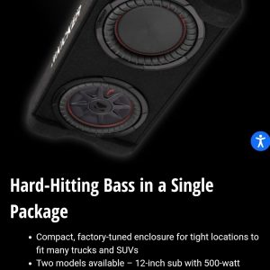 Kicker 49PTRTP comprt 10" down firing slimline subwoofer + passive radiator with built in amp (400W RMS)