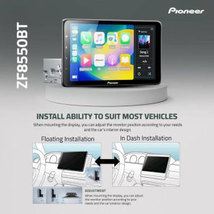 Pioneer DMH ZF-8550BT 9” capacitive wsvga floating type touchscreen display, built in WiFi, wireless & wired Apple CarPlay , wireless & wired Android Auto ,WebLink ® cast built in Bluetooth ®, full HD