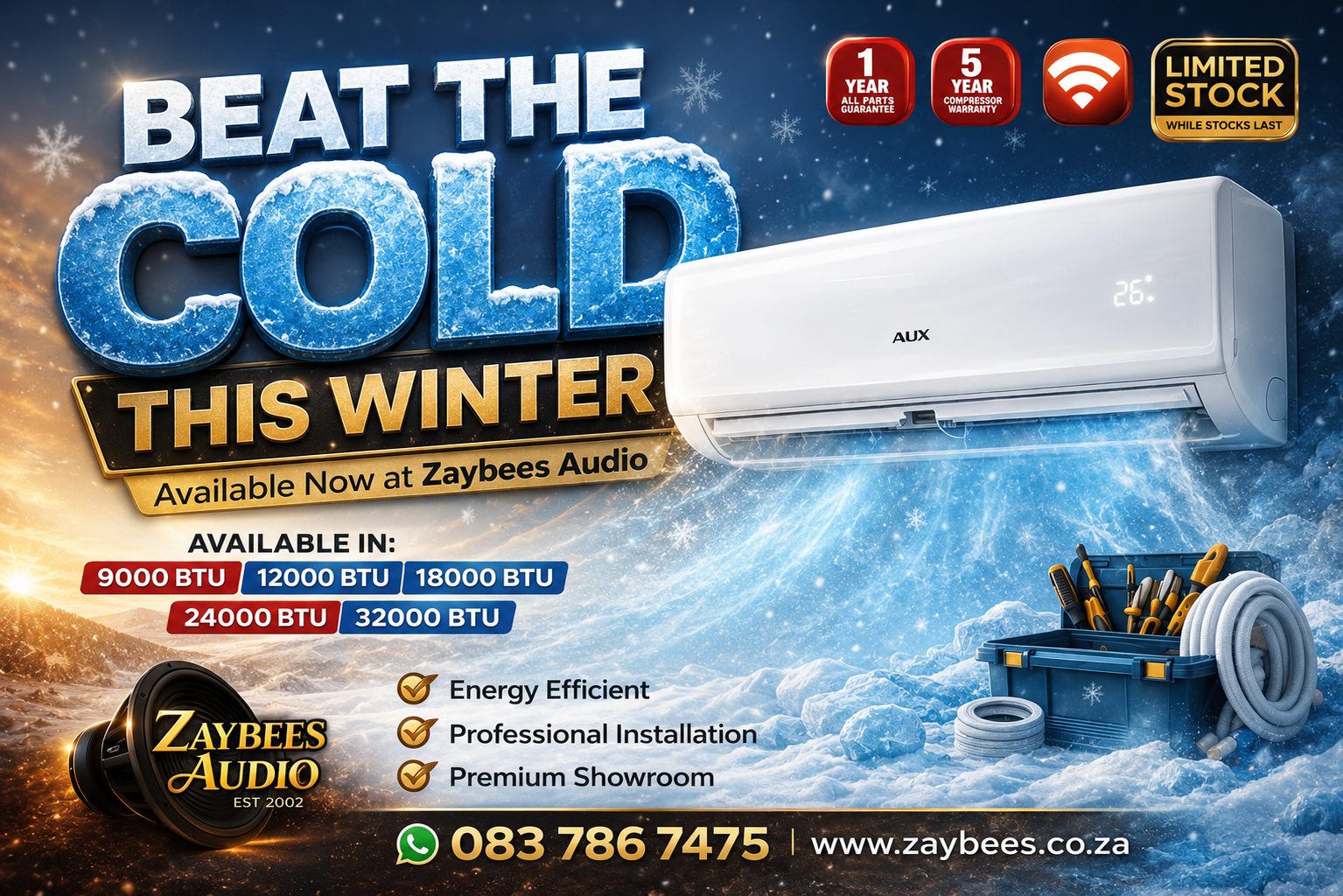 AUX 12000BTU NON INVERTER MIDWALL SPLIT AIRCONDITIONER FFR1