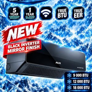 AUX Black Inverter Mirror Finish Midwall Split Type Airconditioner Unit